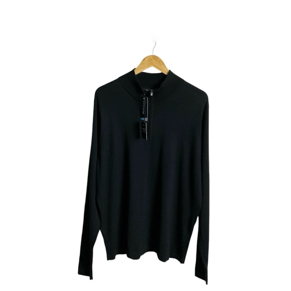 Nordstrom Men’s Black Wool Blend Lightweight Mock Neck Sweater Size XL New‎